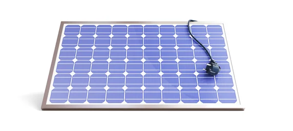 Plugue de energia do painel solar em um fundo branco — Fotografia de Stock