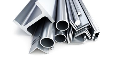 metal borular, açılar, kanalları, kareler. Beyaz bir arka plan üzerinde 3D render