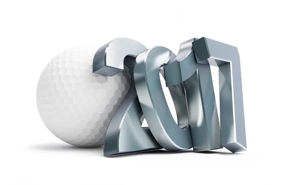 Golfball 2017 3D-Darstellung, auf weißem Hintergrund — Stockfoto