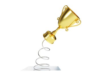 Bahar Altın Kupa cup, beyaz bir arka plan üzerinde 3d çizimler