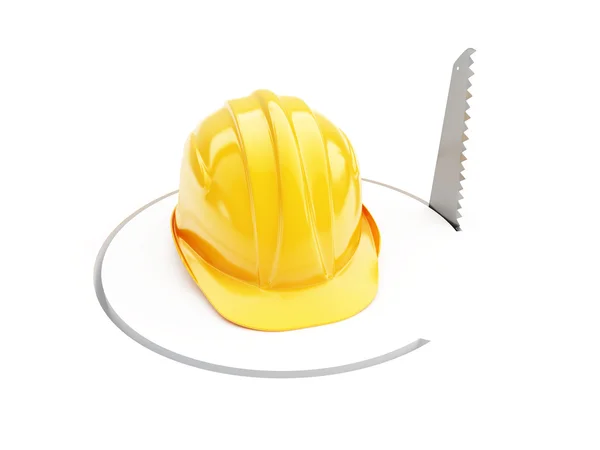 Scie construction casque illustration 3Dsur un fond blanc — Photo