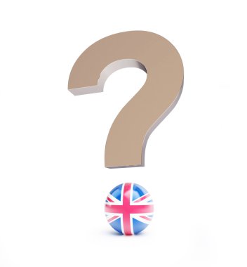 Brexit soru işareti. Beyaz bir arka plan üzerinde 3D çizimler