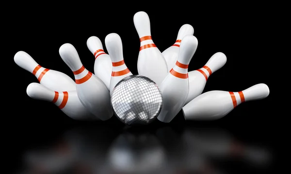 Bowling strike boule disco Illustration 3D — Photo