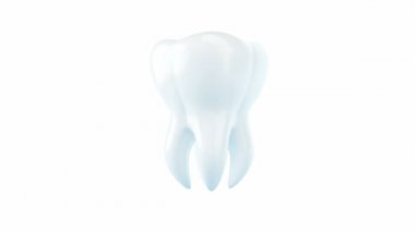 Diş beyaz bir arka planda kendi ekseni üzerinde (alfa) Hd iplik izole 