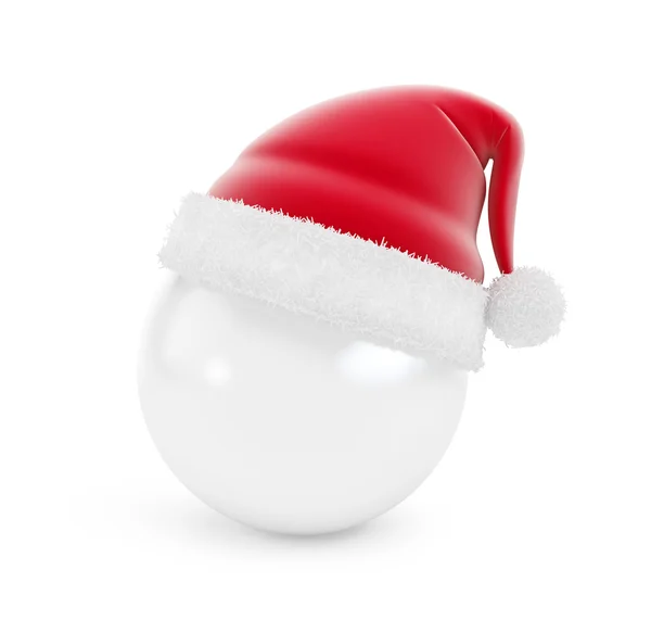 Santa καπέλο μπάλα σε λευκό φόντο. 3D απεικονίσεις — Φωτογραφία Αρχείου