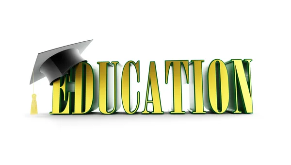 Education and graduation cap isolated on a white background. 3d Illustrations — Stock Photo, Image