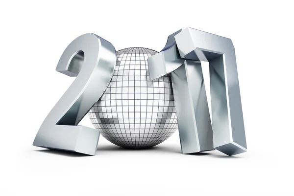 Nieuwjaar 2017 Disco bal op witte achtergrond. 3D-illustraties — Stockfoto