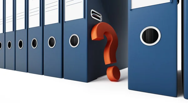 Office folders question mark on a white background. 3d Illustrations — Stock Photo, Image