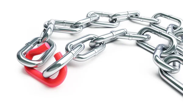 Broken chain link chain on a white background — Stock Photo, Image