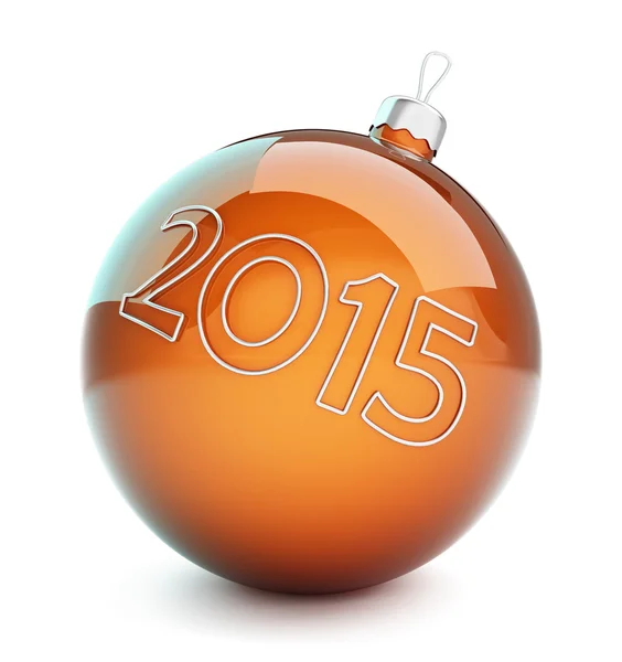 Weihnachtsglaskugel, Neujahr 2015 auf weißem Hintergrund — Stockfoto