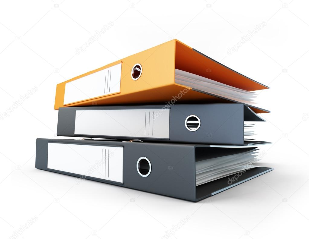 Binder, office folders on a white background