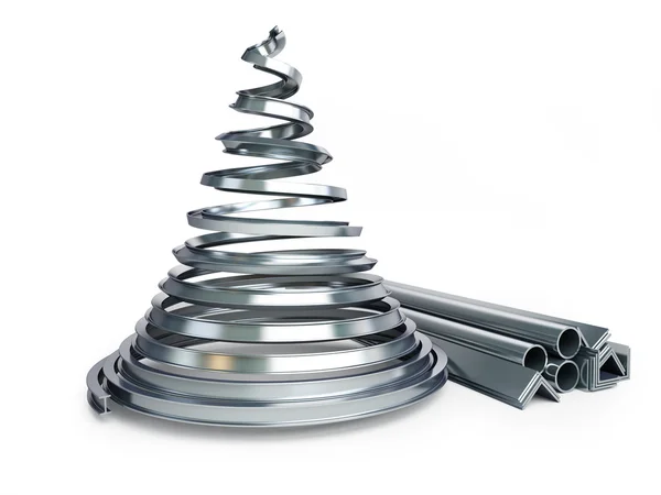 Weihnachtsbaum Metall auf weißem Hintergrund — Stockfoto