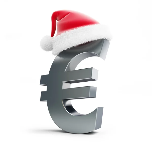Eura podepsat santa hat na bílém pozadí — Stock fotografie