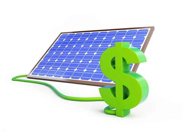 Painel solar sinal de dólar — Fotografia de Stock