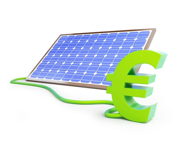 Painel solar sinal de euro — Fotografia de Stock