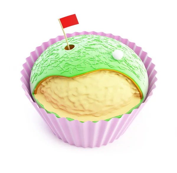 Cupcake golf 3d op een witte achtergrond — Stockfoto