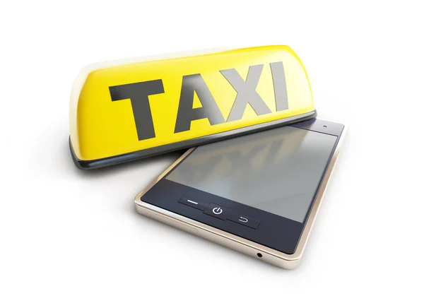 Taxi skylt mobiltelefon — Stockfoto