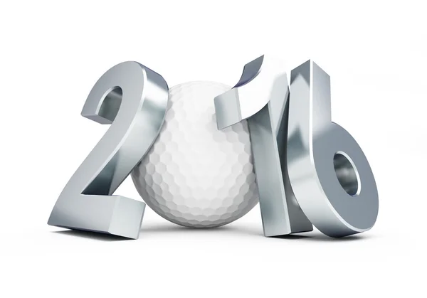 Golfball 2016 auf weißem Hintergrund — Stockfoto