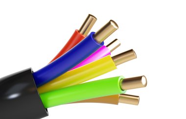 elektrik kablo. Beyaz bir arka plan üzerinde 3D çizimler 