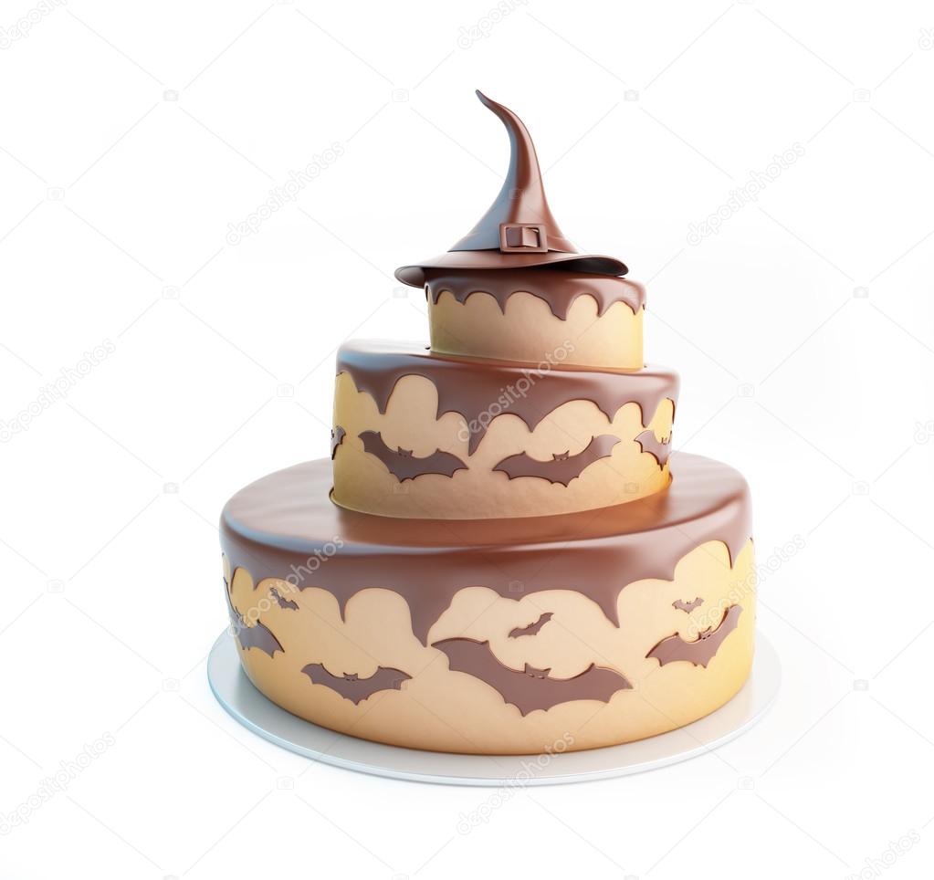Beyaz zemin üzerinde Halloween pasta 3d çizimler Stok fotoğrafçılık