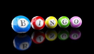 Bingo piyango topları siyah bir zemin üzerine