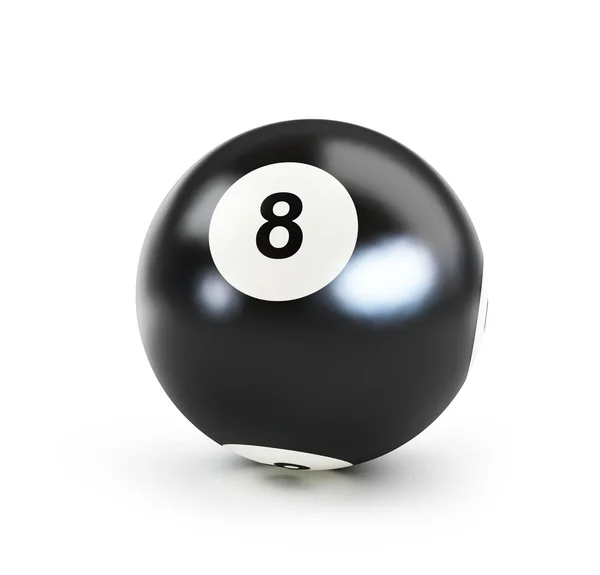 Pool black ball number eight on white background — Stock Photo, Image