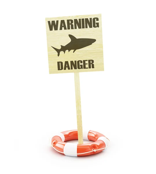 Dangerous shark warning sign — Stock Photo, Image