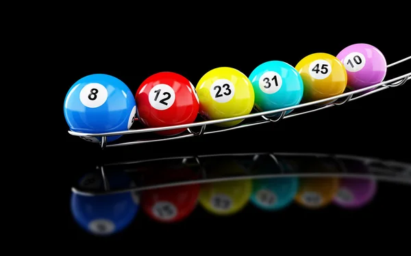 Palle della lotteria su uno sfondo nero — Foto Stock
