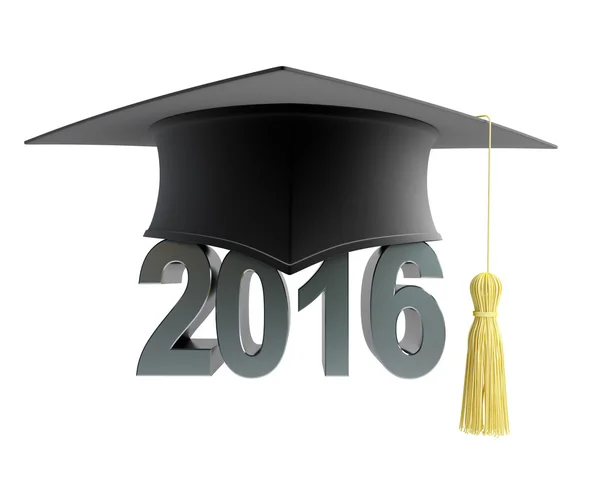 2016 text with graduation hat — Stock Photo, Image