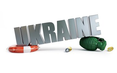 Ukrayna savaş beyaz bir arka plan üzerinde 3d çizimler