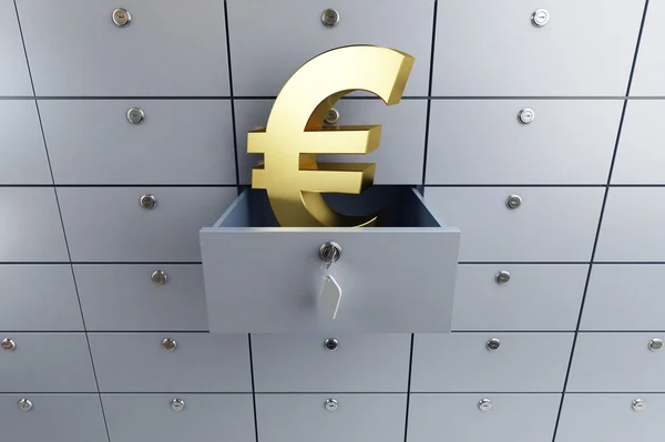 Symbol měny euro otevřely prázdné bankovní vklad buňka — Stock fotografie