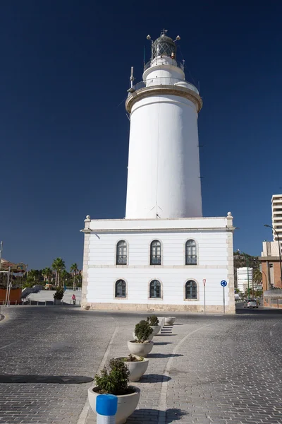 White lighthouse in Malaga, Spain — Stock Photo, Image