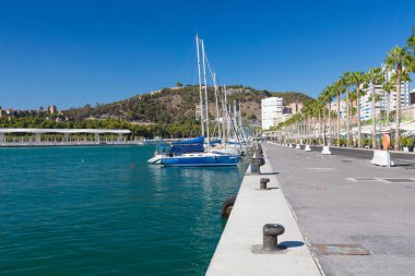 Malaga, İspanya - 4 Eylül 2014: Enbankment Marina