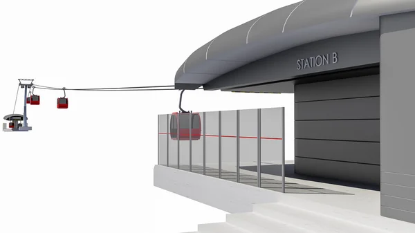 3D Illustration of Cableway Station — Stock Photo, Image