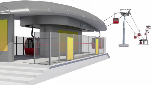 3D Illustration of Cableway Station — Stock Photo, Image