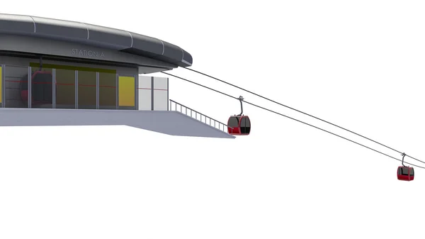 3D Illustration of Cableway Station — Stock Photo, Image