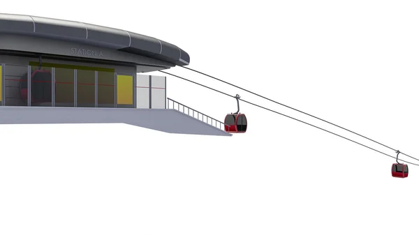 Ilustración 3D de la estación de teleférico —  Fotos de Stock