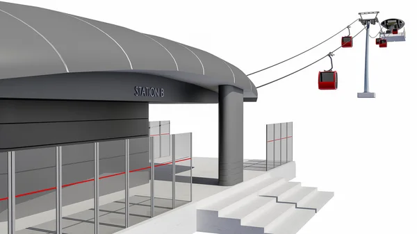 Ilustración 3D de la estación de teleférico — Foto de Stock