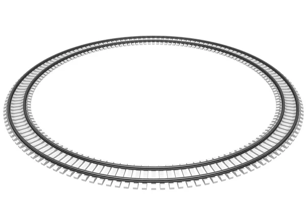 3D Illustration of a Single looped railroad track isolated — Stock Photo, Image