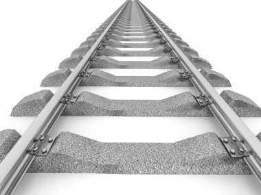 3D illüstrasyon izole düz tren yolu