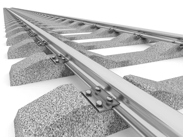 3D απεικόνιση της διαδρομής σιδηροδρόμου ευθεία απομονωθεί — Φωτογραφία Αρχείου