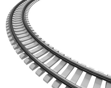 Tek bir illüstrasyon izole tren yolu kavisli