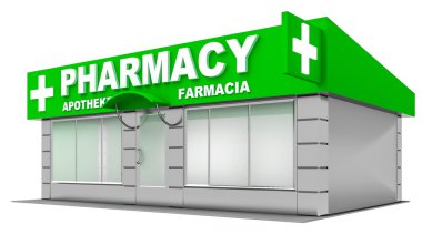 beyaz izole eczane deposu 3D çizimi