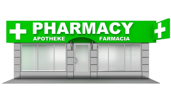 Ilustración 3D de farmacia aislada en blanco — Foto de Stock