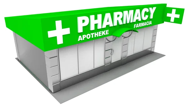 3D illustratie van apotheek winkel geïsoleerd op wit — Stockfoto