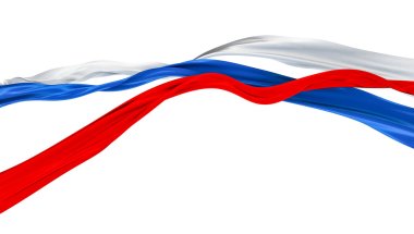 3D Illustration of TriColor Cut Ribbons Waving - Isolated clipart