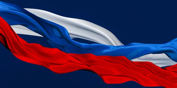 Иллюстрация TriColor Cut Ribbons Waving on dark blue — стоковое фото