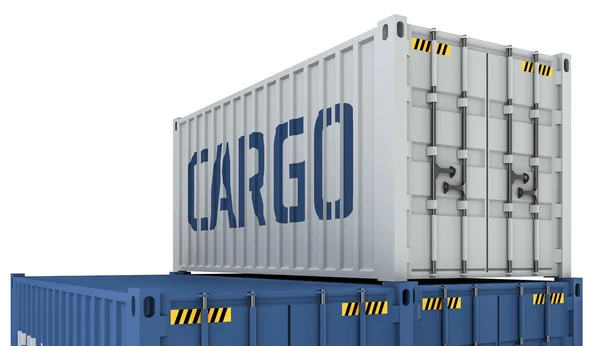 3D-Illustration von Frachtcontainern isoliert auf weiß — Stockfoto