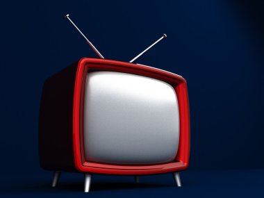 eski 3D illüstrasyon koyu arka plan üzerinde kırmızı Tv stil