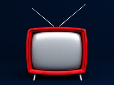 eski 3D illüstrasyon koyu arka plan üzerinde kırmızı Tv stil